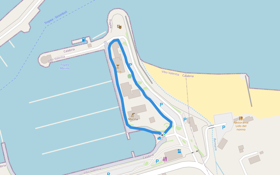 Burmaria walking route map in Tropea