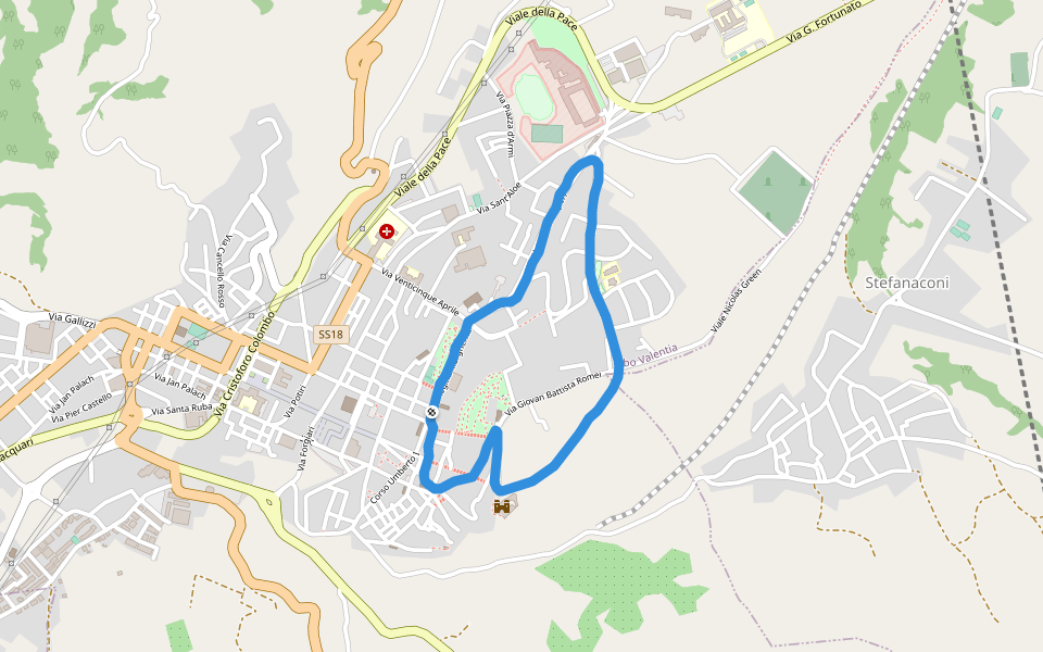 Villa Gagliardi walking route map in Vibo Valentia