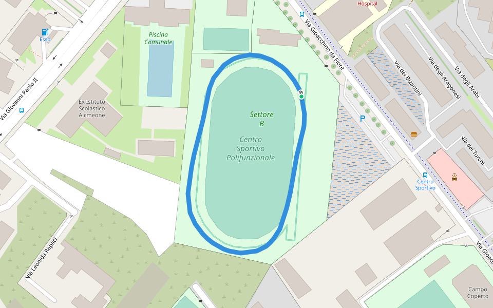 Centro Sportivo Polifunzionale walking route map in Crotone