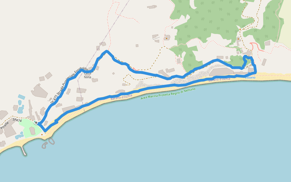 SP 475 Strada Provinciale Fondolillo walking route map in Sant'Angelo