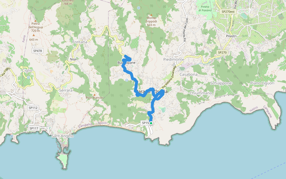 Sorgente Nitrodi walking route map in Barano D'ischia