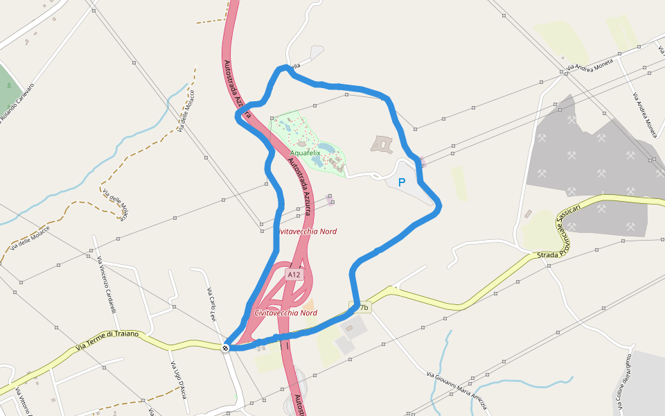 Via delle Molacce walking route map in Civitavecchia