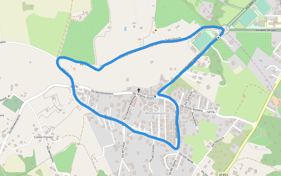 A.S.D. Montevirginio Mini Rugby walking route map in Montevirginio