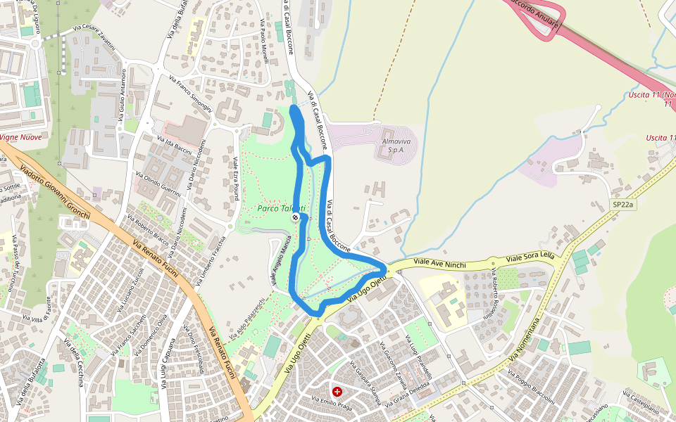 Parco Talenti walking route map in Rome