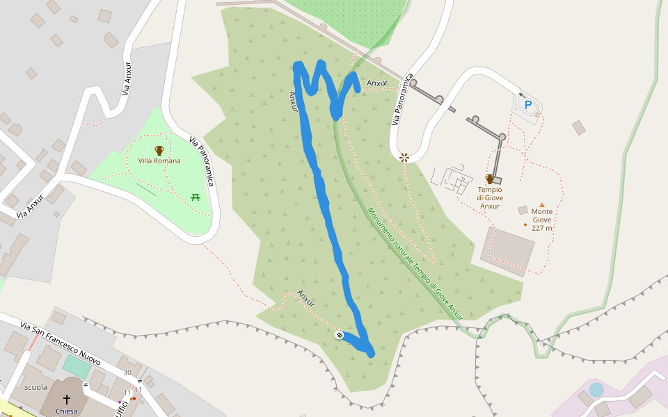 Anxur variante walking route map in Terracina