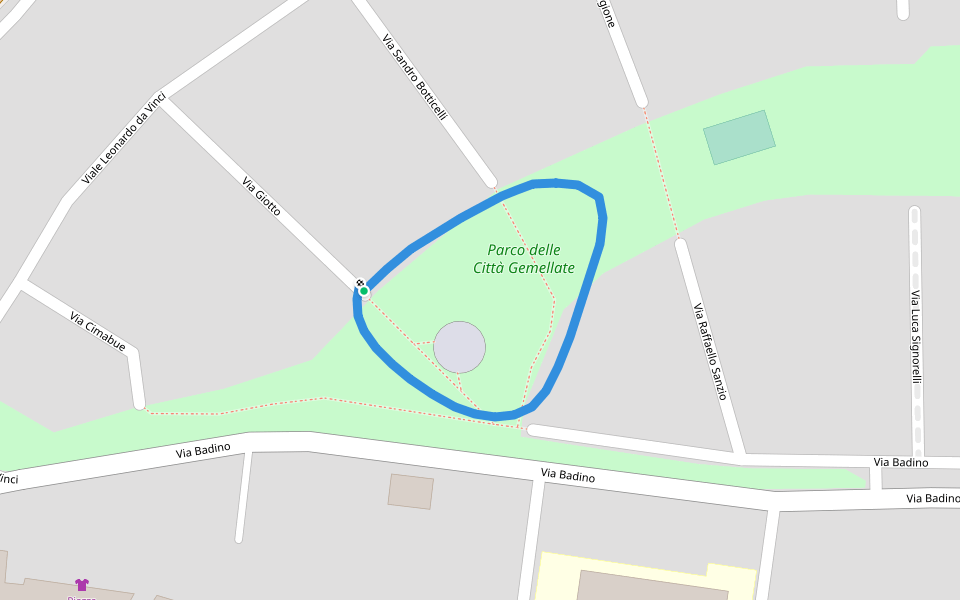 Parco delle Città Gemellate walking route map in Terracina