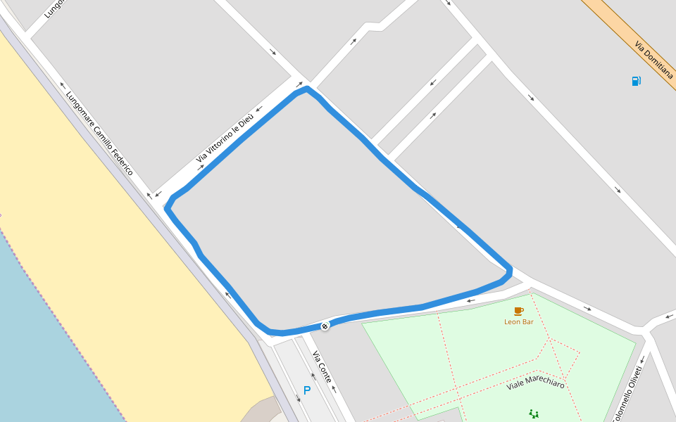 Villa Comunale di Mondragone walking route map in Mondragone