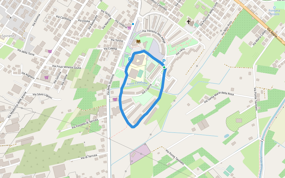 Parco dell’Educazione Stradale Nicholas Green walking route map in Fondi