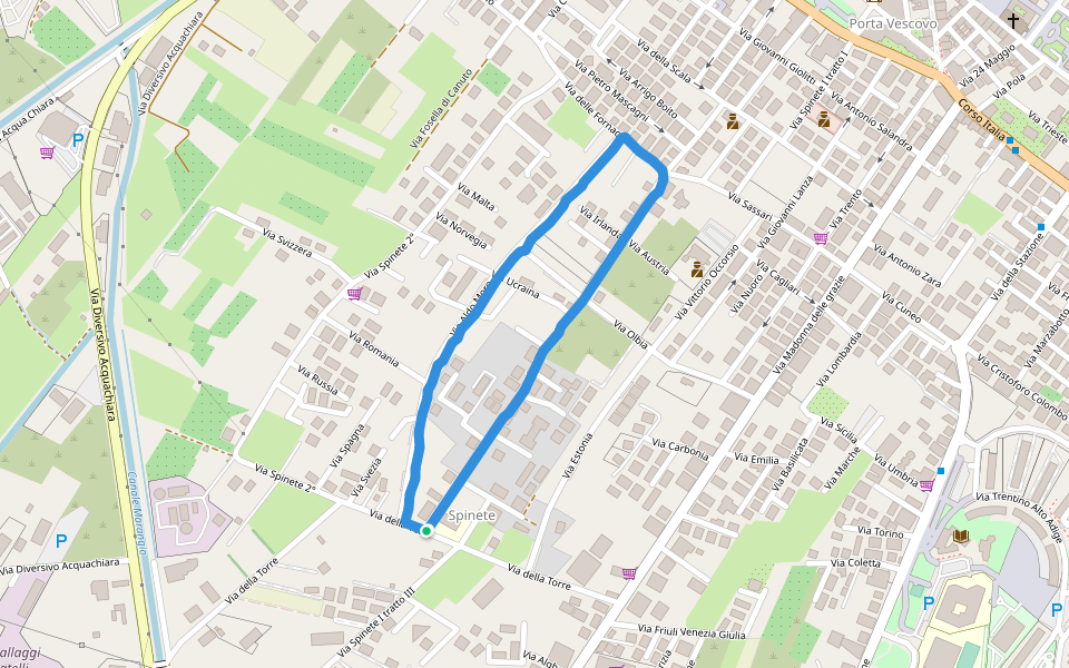 Physical Center walking route map in Fondi