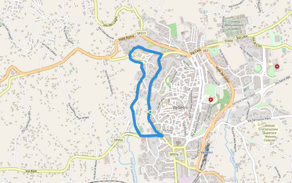 Parco Regionale dei Castelli Romani walking route map in Velletri