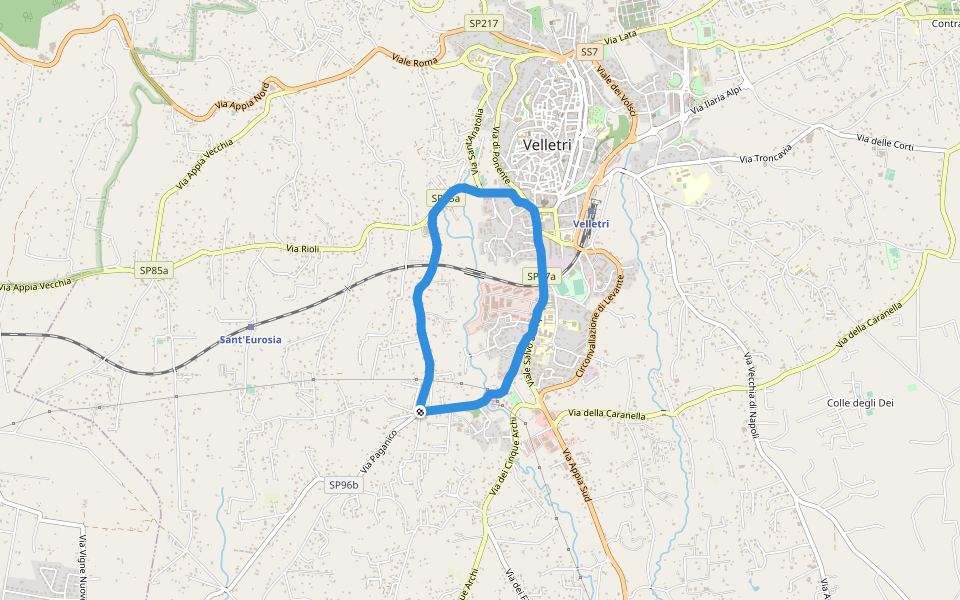 Parco Regionale dei Castelli Romani walking route map in Velletri