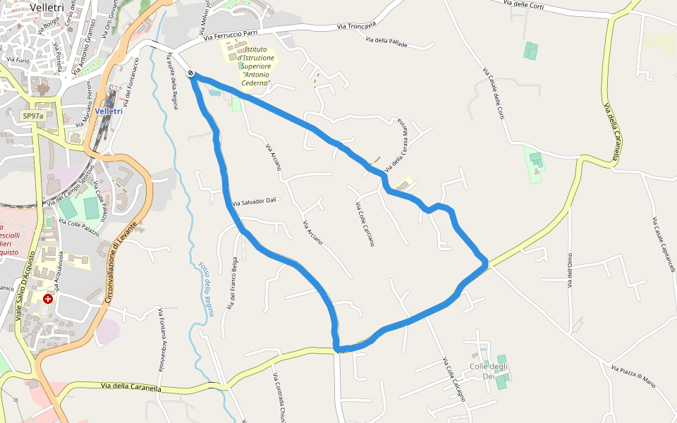 Istituto superiore Antonio Cederna walking route map in Velletri