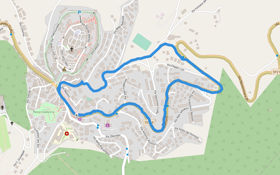 Viale Busnago walking route map in Monte Compatri