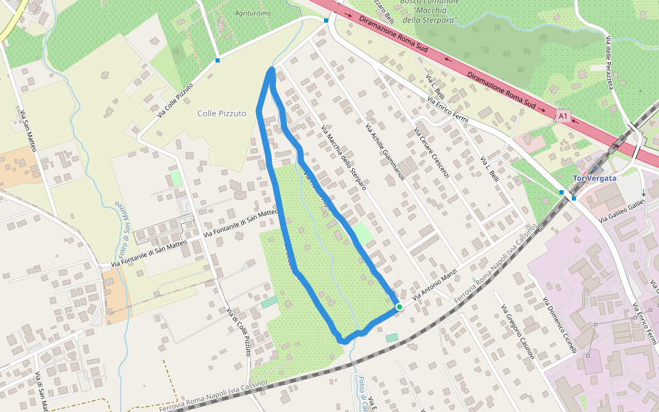 Parco Comunale walking route map in Frascati