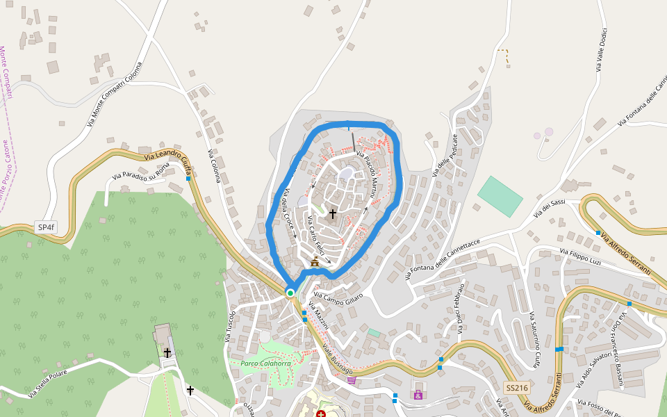 Parco Regionale dei Castelli Romani walking route map in Monte Compatri
