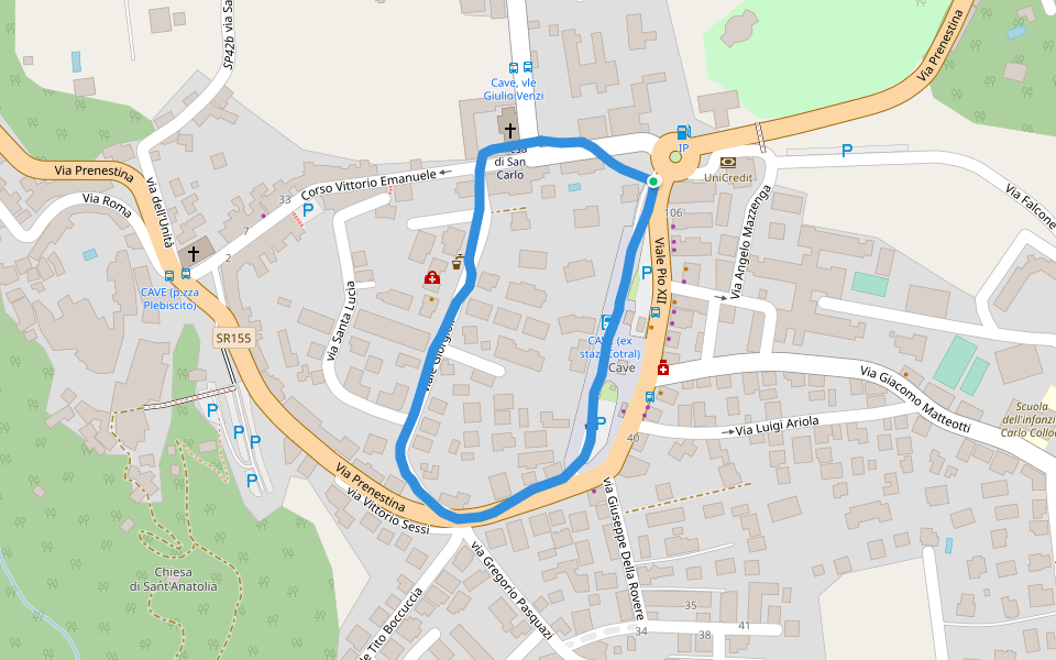 Piazzale ex Stazione walking route map in Cave