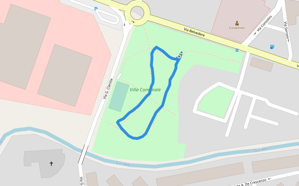 Villa Comunale walking route map in Battipaglia