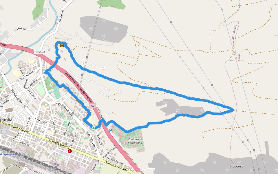 Il Castelluccio walking route map in Battipaglia