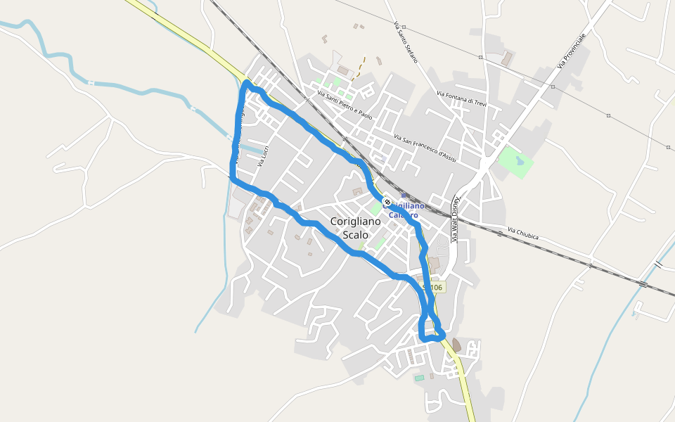 PERCORSO CICLICO walking route map in Corigliano Scalo