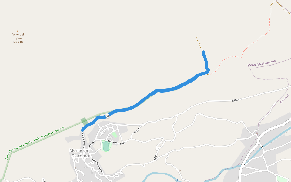 Serre dei Cuponi walking route map in Monte San Giacomo