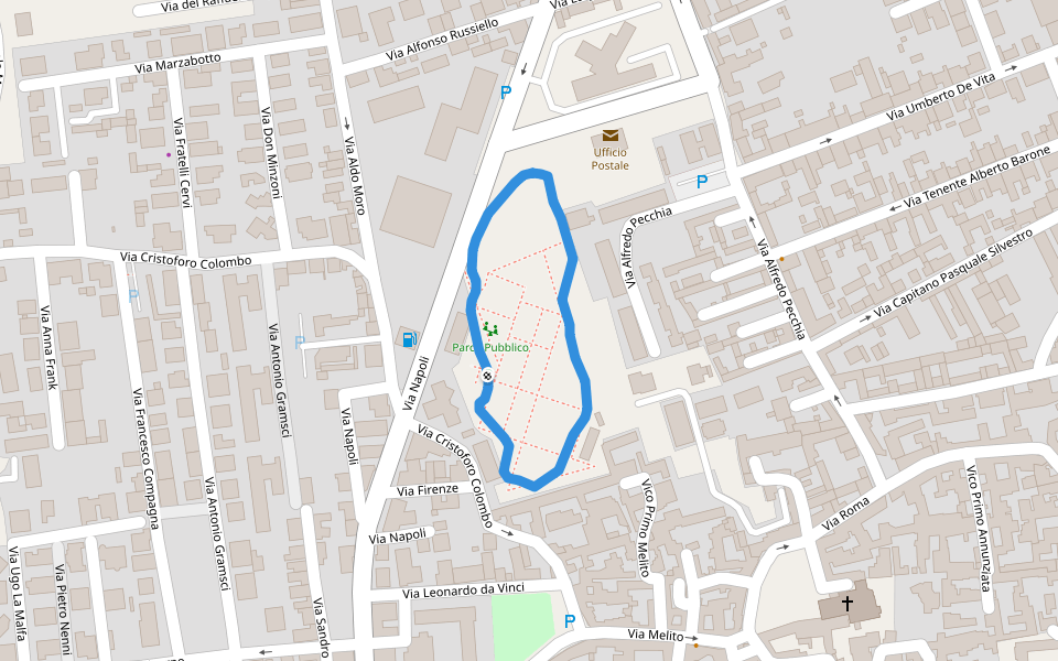 Parco Pubblico walking route map in Arzano