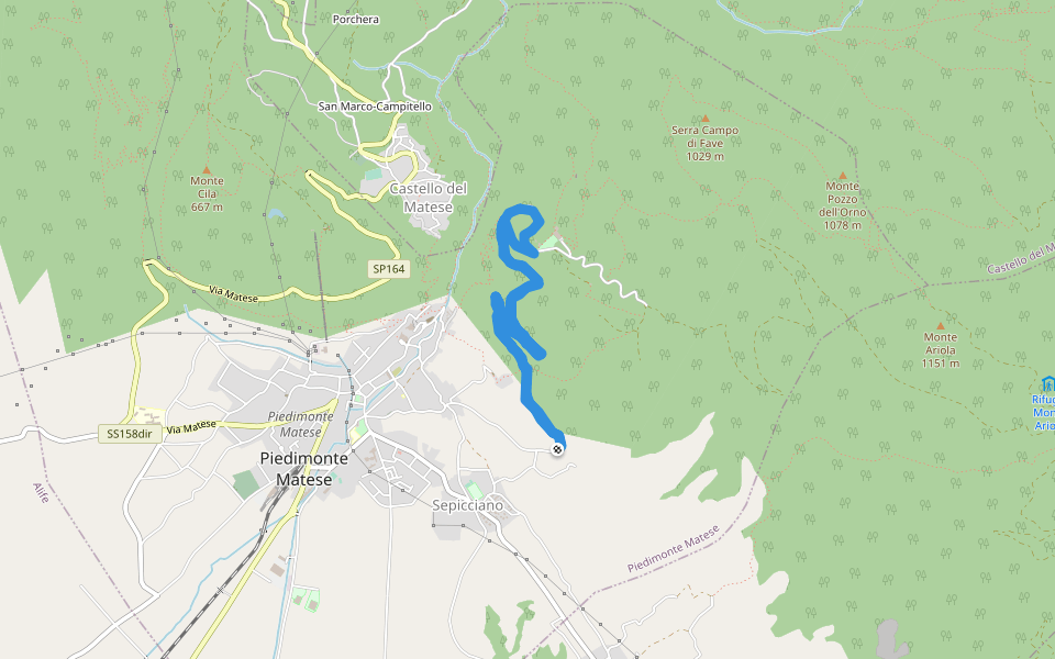 campanile di San Pasquale walking route map in Piedimonte Matese