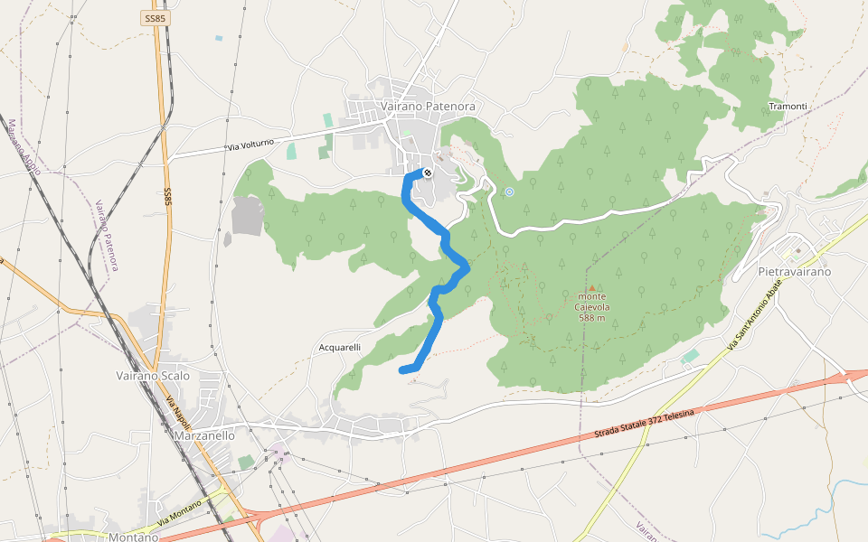 sterrata Vairano Patenora - Madonna del Calvario walking route map in Vairano Patenora