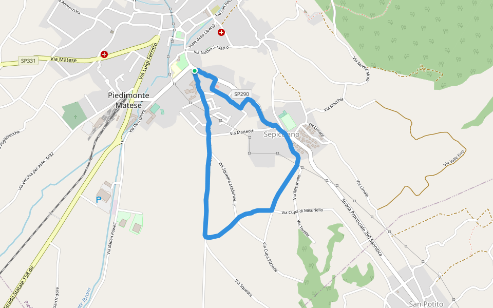Villa Comunale walking route map in Piedimonte Matese