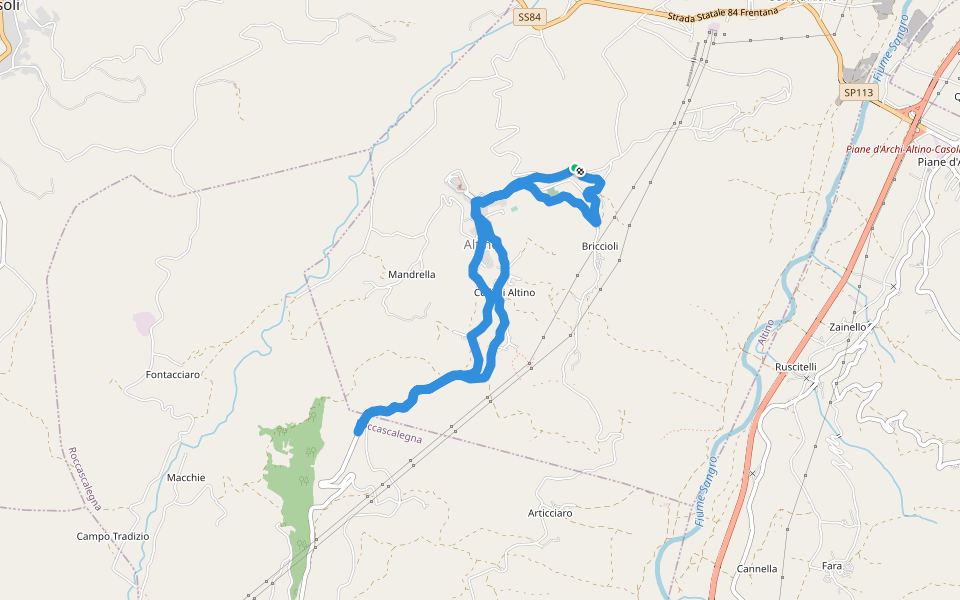 Inizio in salita walking route map in Briccioli
