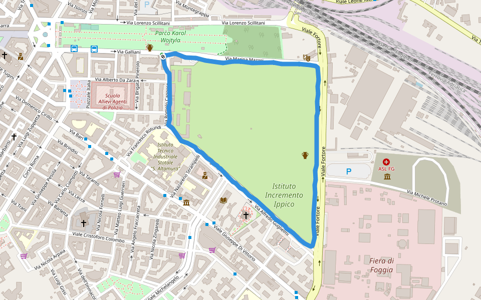 Istituto Incremento Ippico walking route map in Foggia