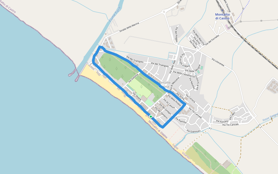 Pineta walking route map in Montalto Marina