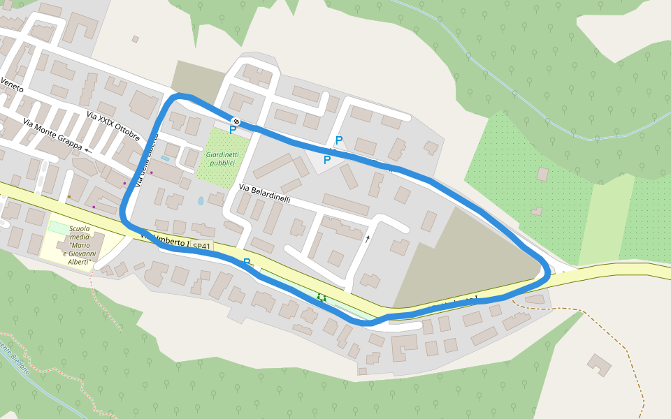 Giardinetti pubblici walking route map in Blera