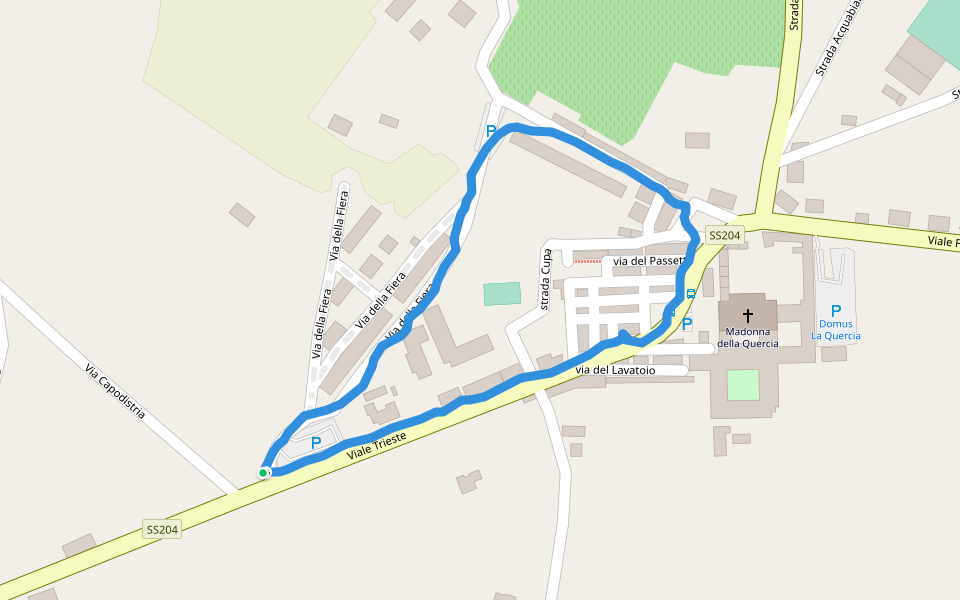 Piazza del Santuario walking route map in Viterbo