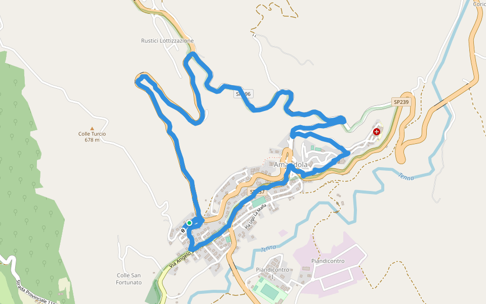Piandicontro I walking route map in Amandola