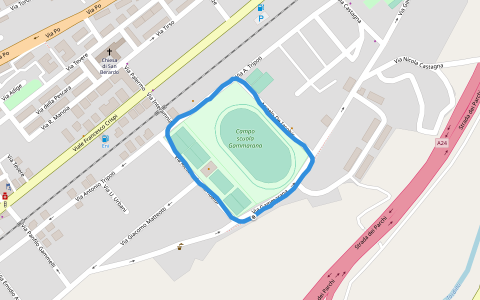 Campo scuola Gammarana walking route map in Teramo