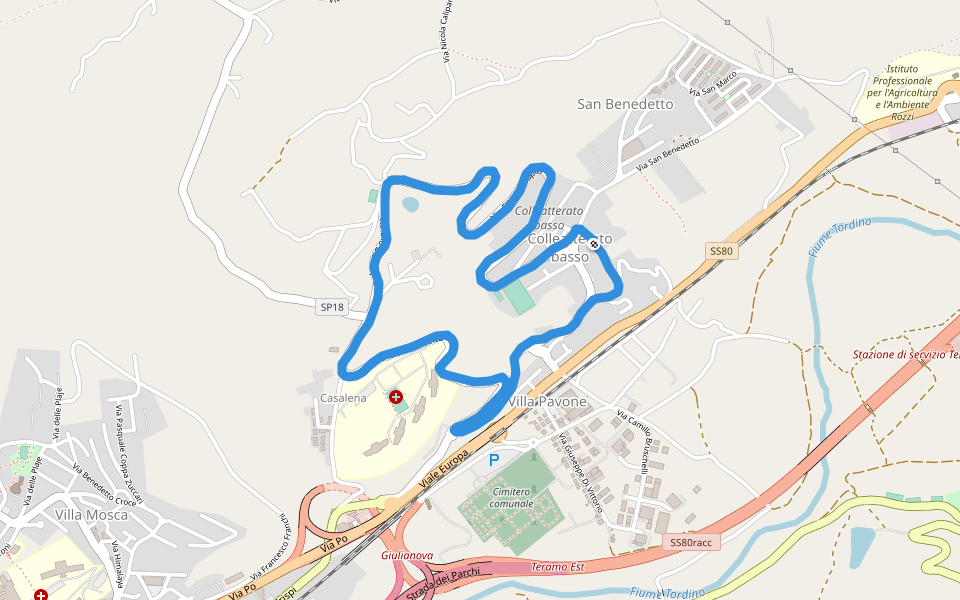 ASL Dipartimento di prevenzione walking route map in Teramo