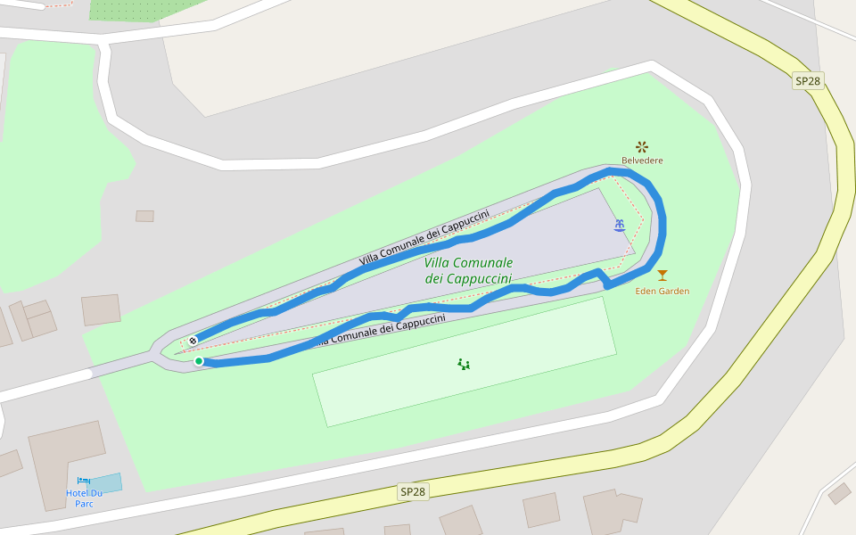 Villa Comunale dei Cappuccini walking route map in Atri