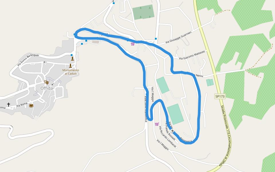 Scuola Primaria walking route map in Offida