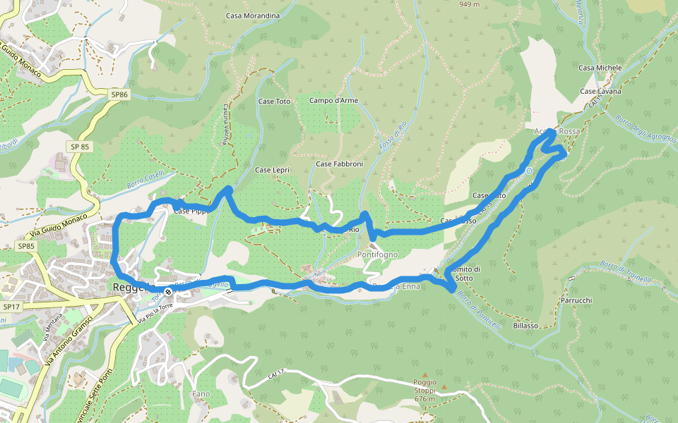 Pontifogno walking route map in Reggello