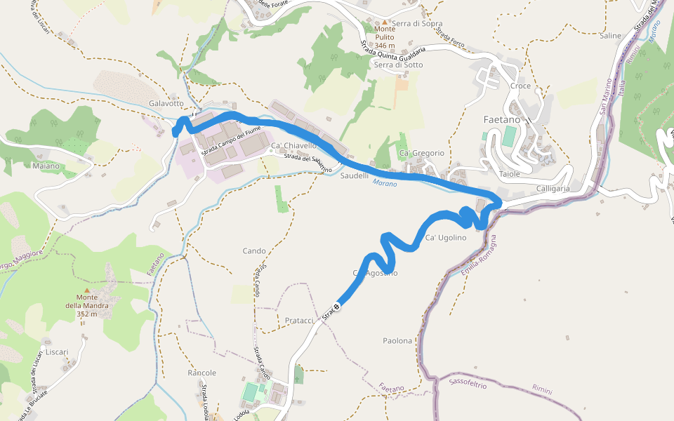Strada Cando walking route map in Faetano