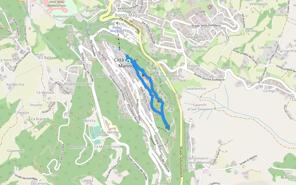 Museo dei Vampiri e Licantropi walking route map in Città di San Marino