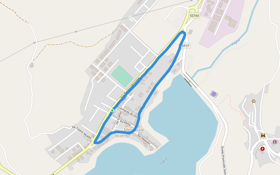 Foglia walking route map in Mercatale