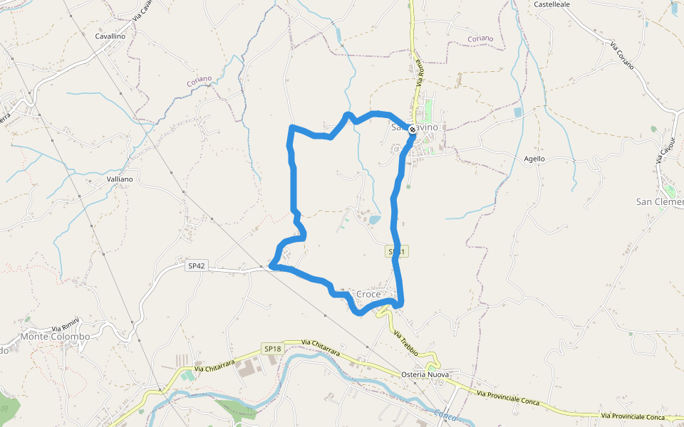 Via Canepa walking route map in San Savino