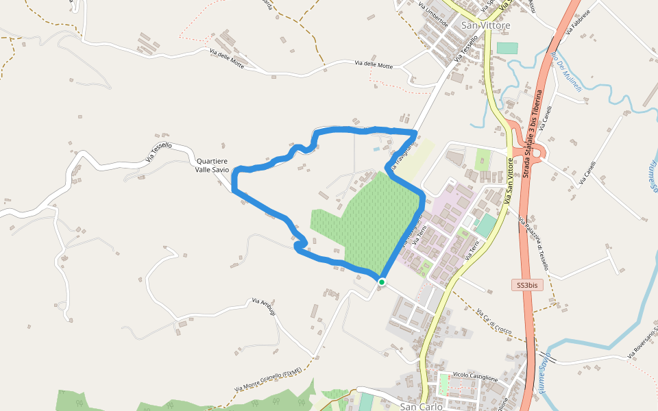 Via Travignano walking route map in Cesena