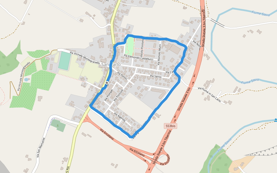 Piazza del Libro walking route map in San Carlo