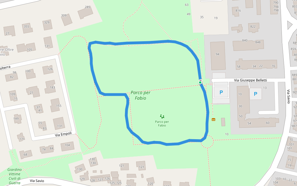 Parco per Fabio walking route map in Cesena