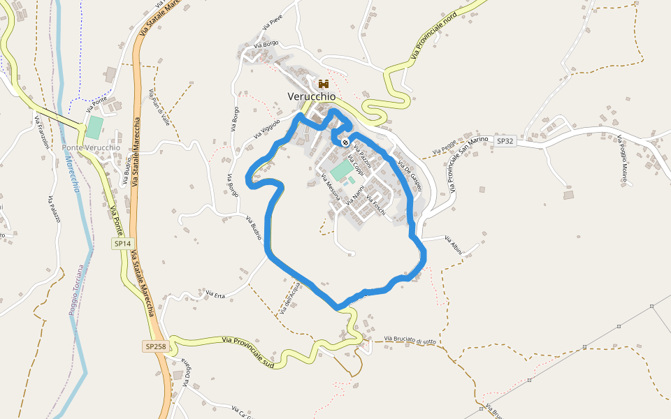 Rocca Malatestiana walking route map in Verucchio