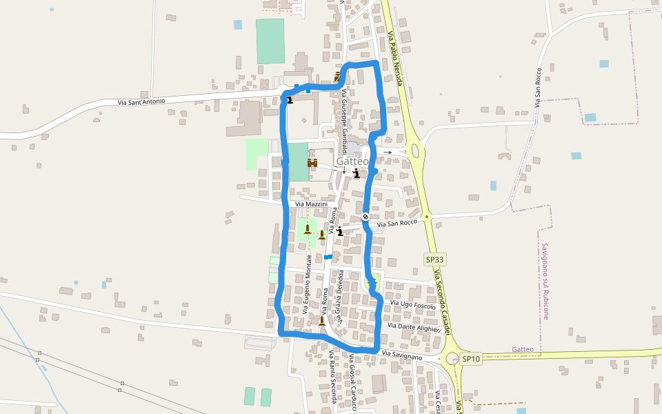 Parco XXV Aprile walking route map in Gatteo