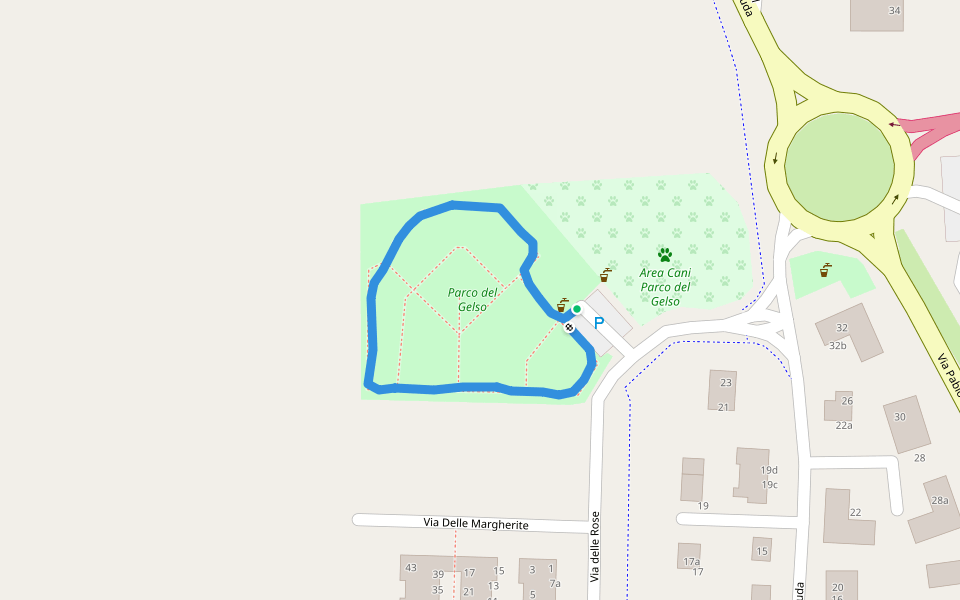 Parco del Gelso walking route map in Gatteo