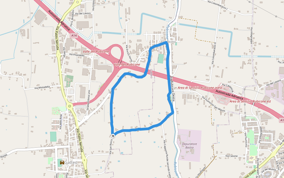 Canale Emiliano Romagnolo walking route map in Sant'Angelo